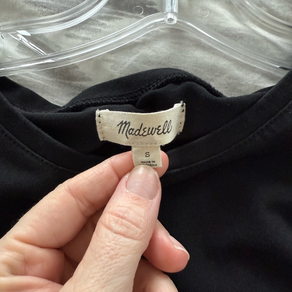 Madewell Black Sheer Sleeve Tee - Picture 7 of 10
